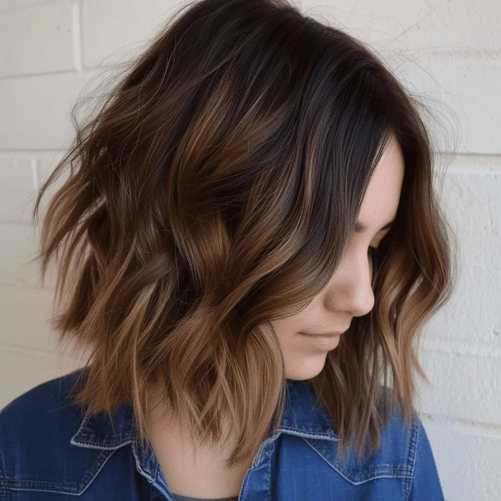 A Messy Touch with Lighter Brown Ends