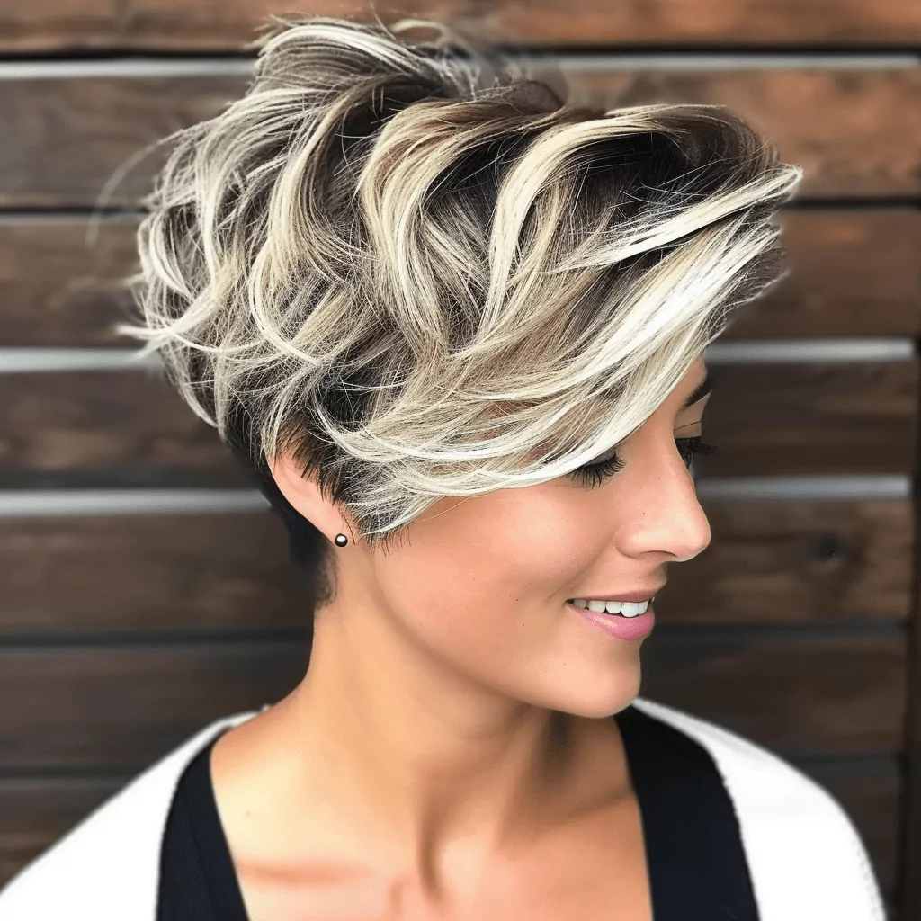 Black and Blonde Pixie with Highlights