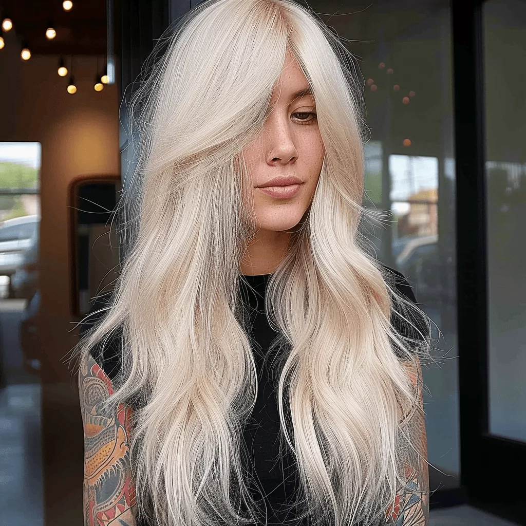 Bleached Out Light Blonde Long Hair