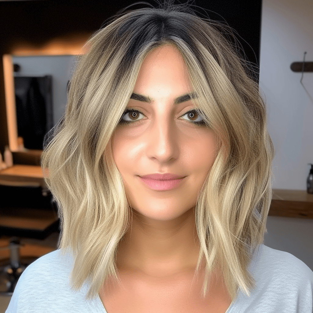 Blonde Bob with Root Smudge