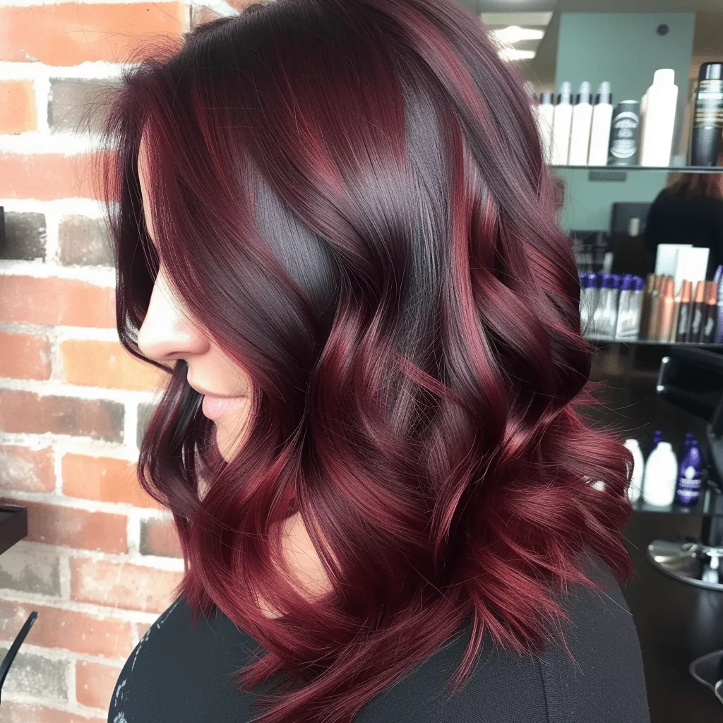 Bright Burgundy Hair with Layers