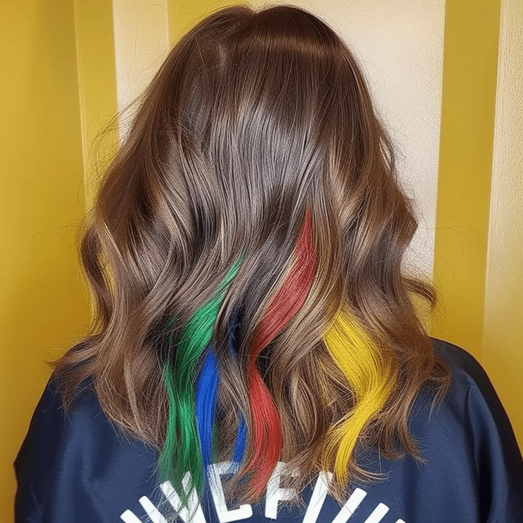 Brown Hair With Multi Colored Highlights
