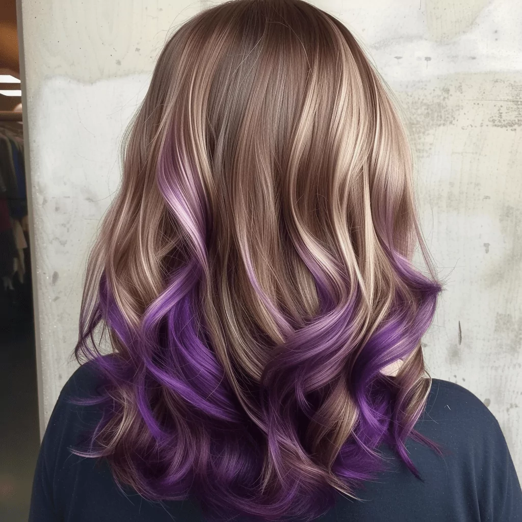 Chestnut Hair With Purple Balayage