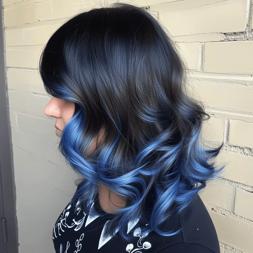 Chunky Blue Highlights For Black Hair