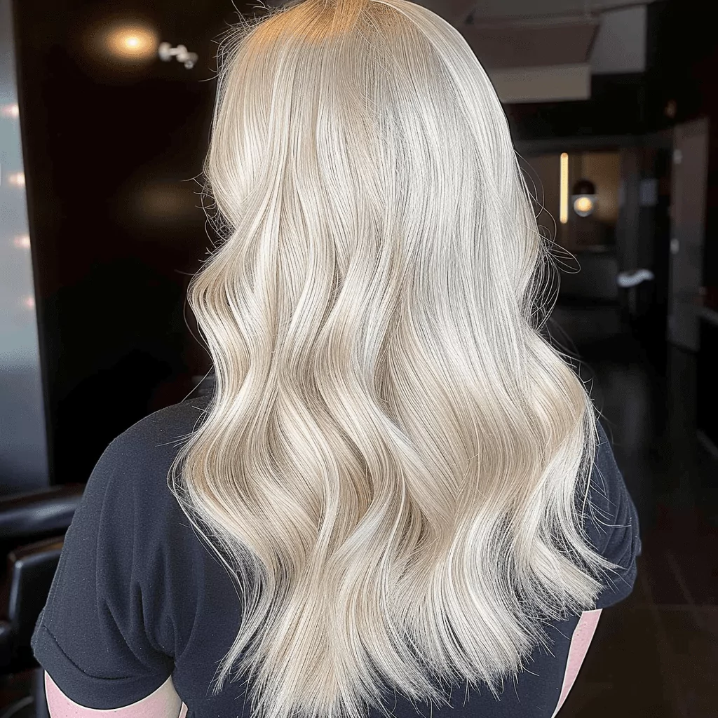 Creamy White Barbie Blonde on Mid Back Hair