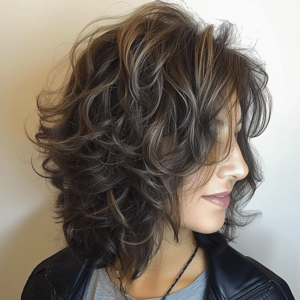 Curly Brunette Shag for Medium Hair