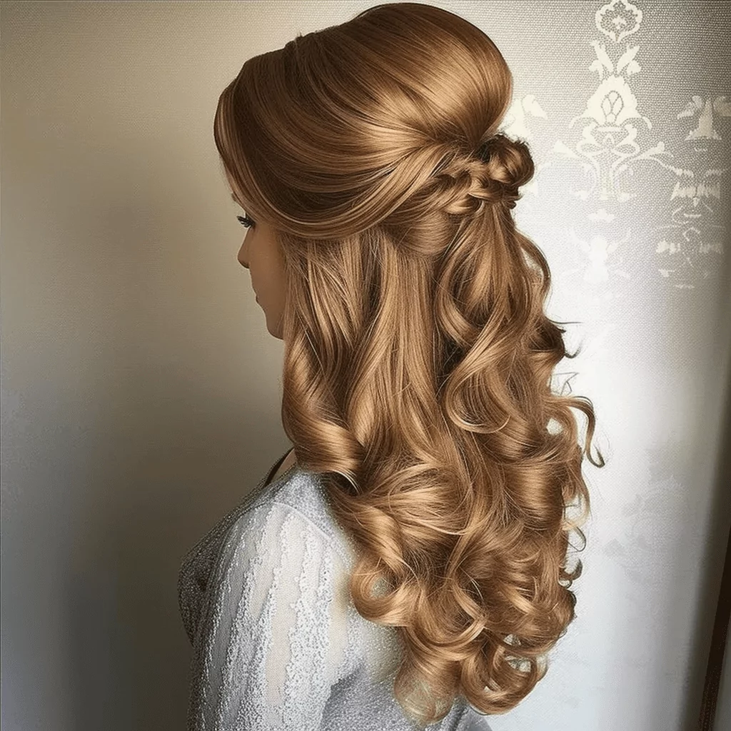 Curly Half Down Formal Bouffant Hairstyle