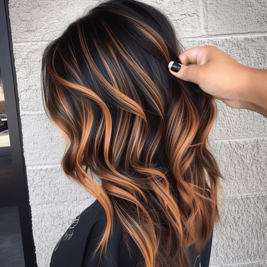 Dark Hair With Tangerine Highlights