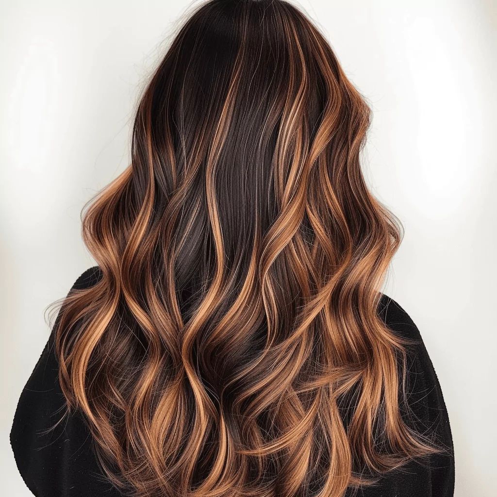 Dark Hair with Effortless caramel Highlights