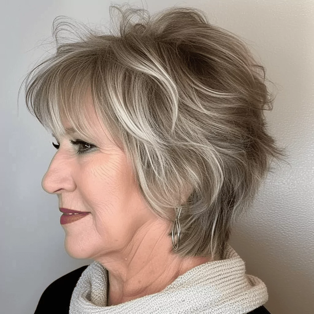 Feathered Gray Cut with Highlights and Lowlights