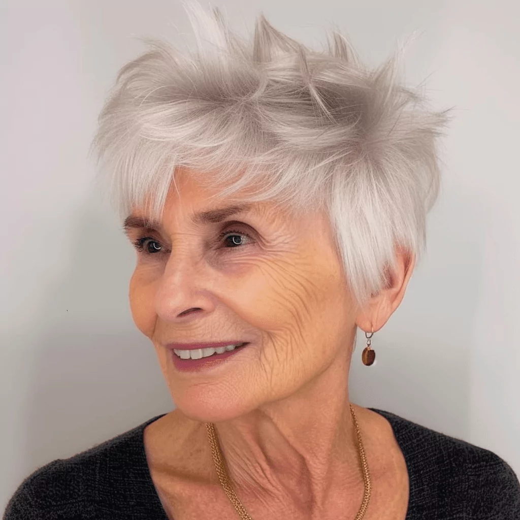Feathered Pixie with Bangs for Older Women