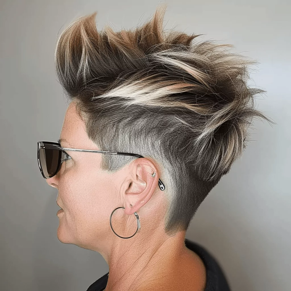 Funky Pixie Undercut with Blonde Highlights