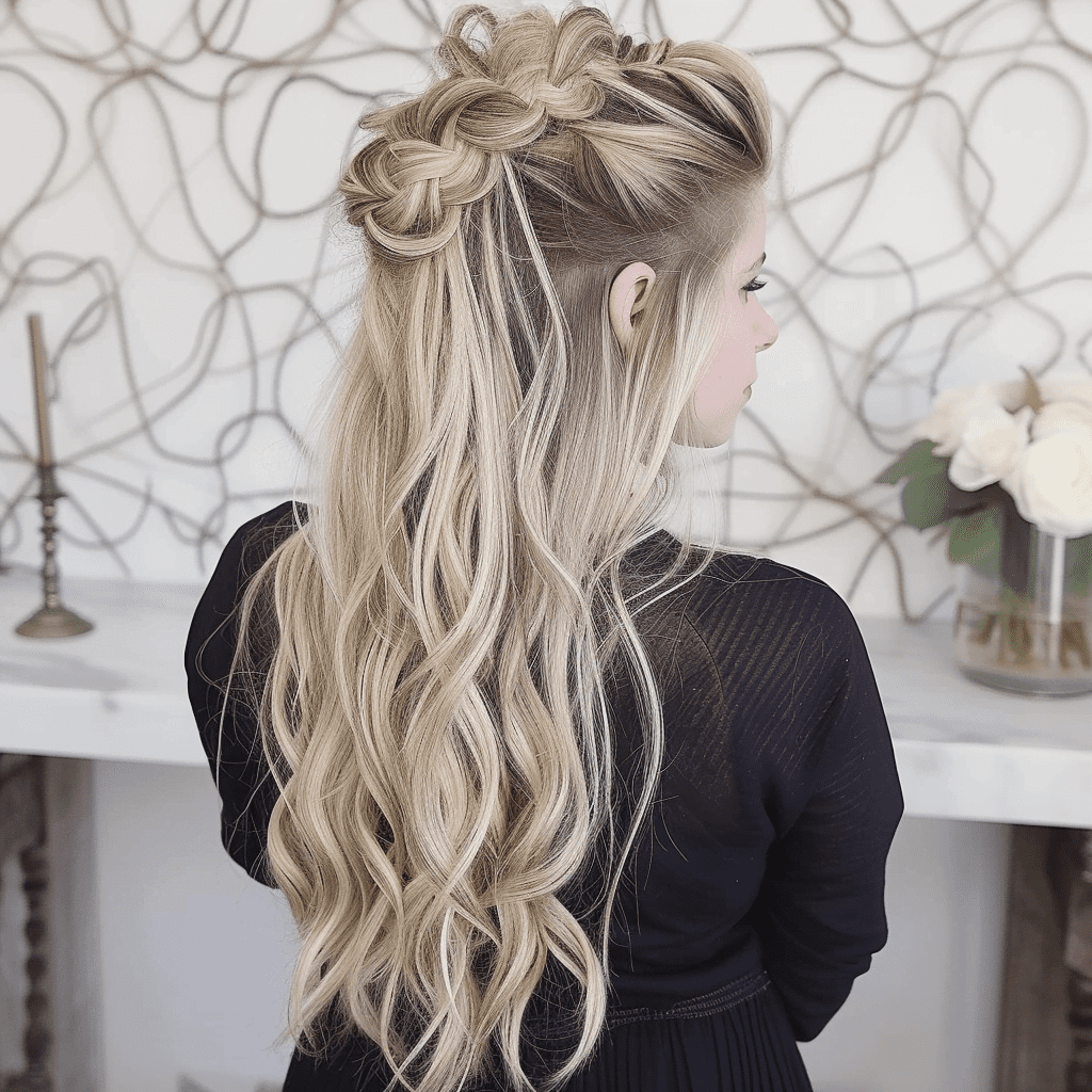 Half Updo With Knotted Braid