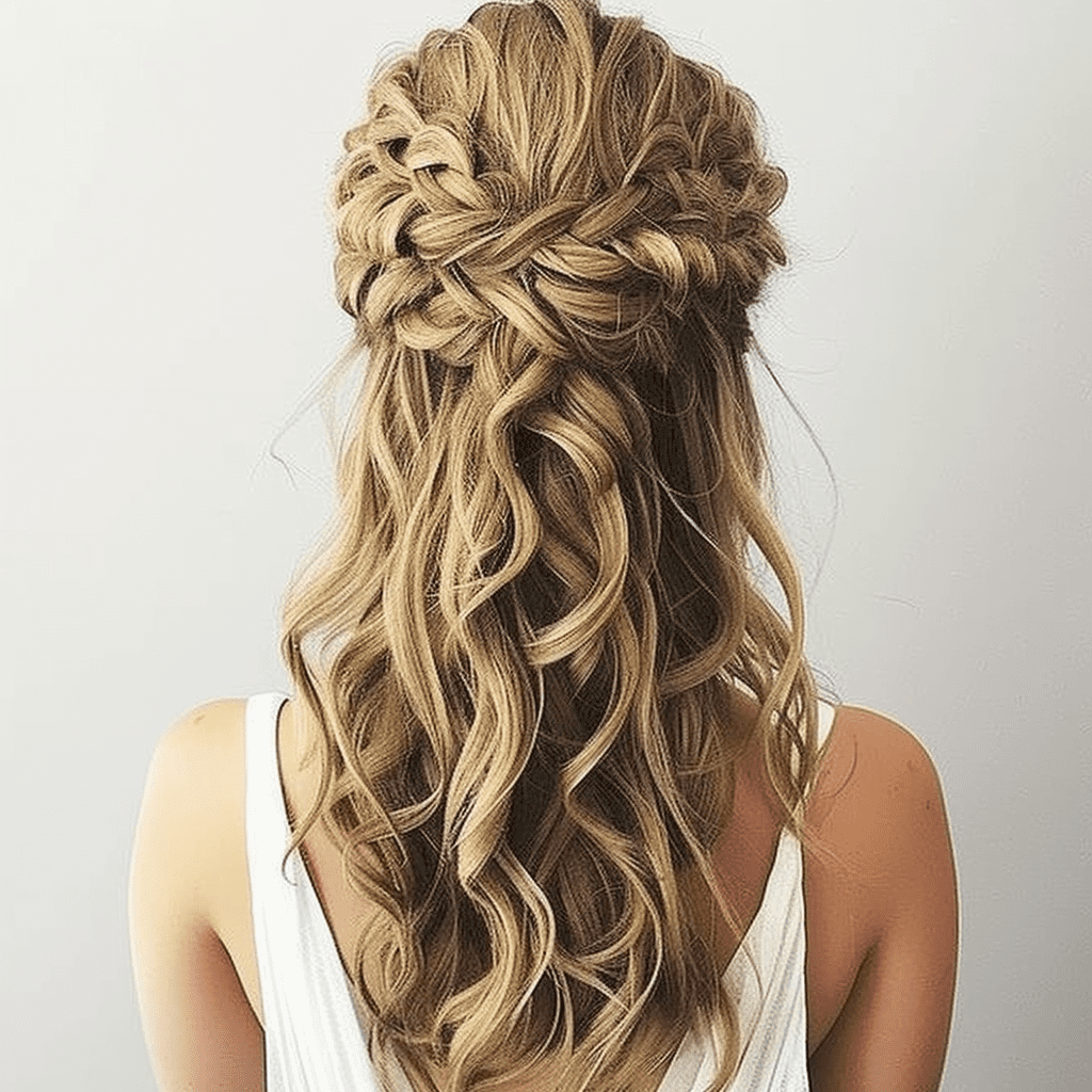 Half Updo With Side Waterfall Braids
