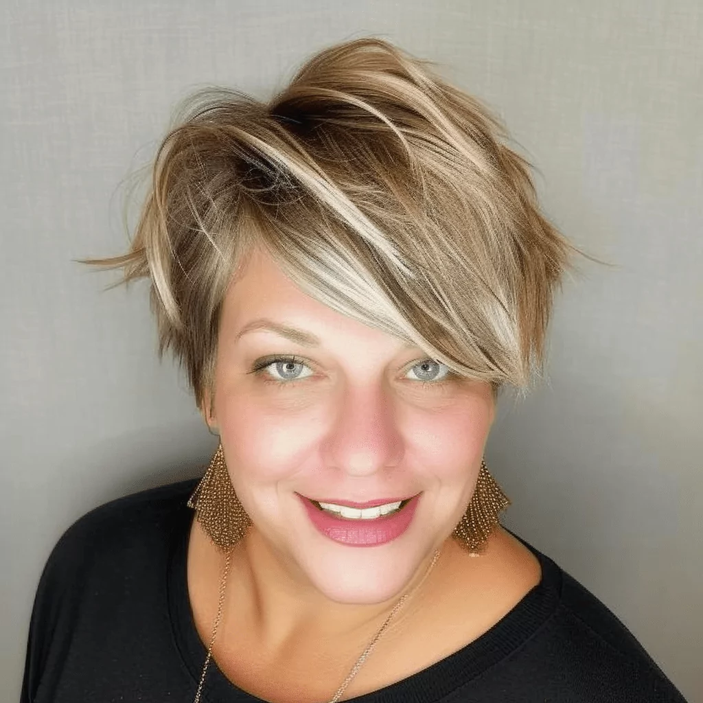 Highlighted Pixie with Long Side Bangs