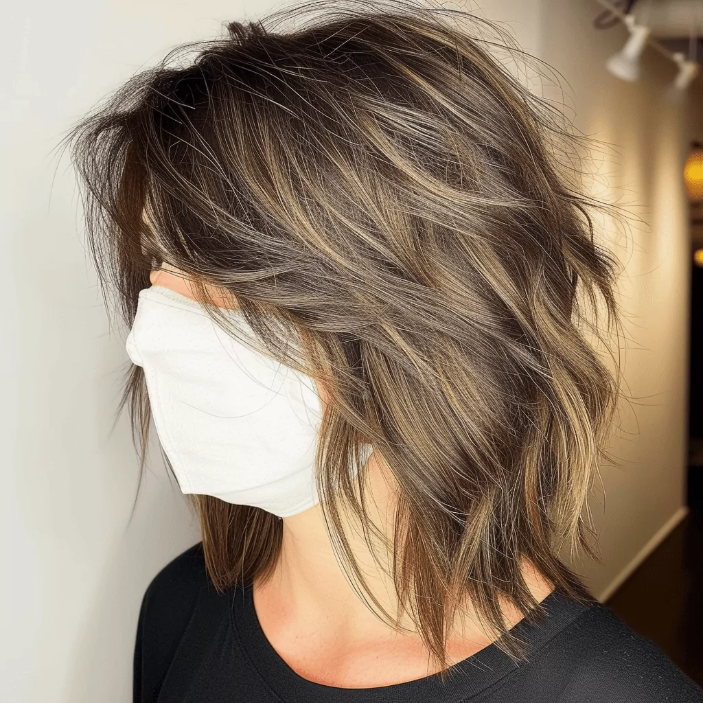 Layered Lob with Curtain Bangs