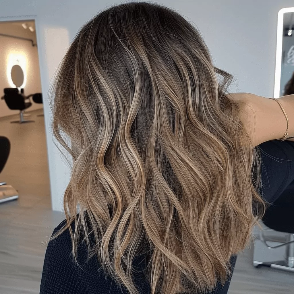 Light Brown Balayage With Dark Roots
