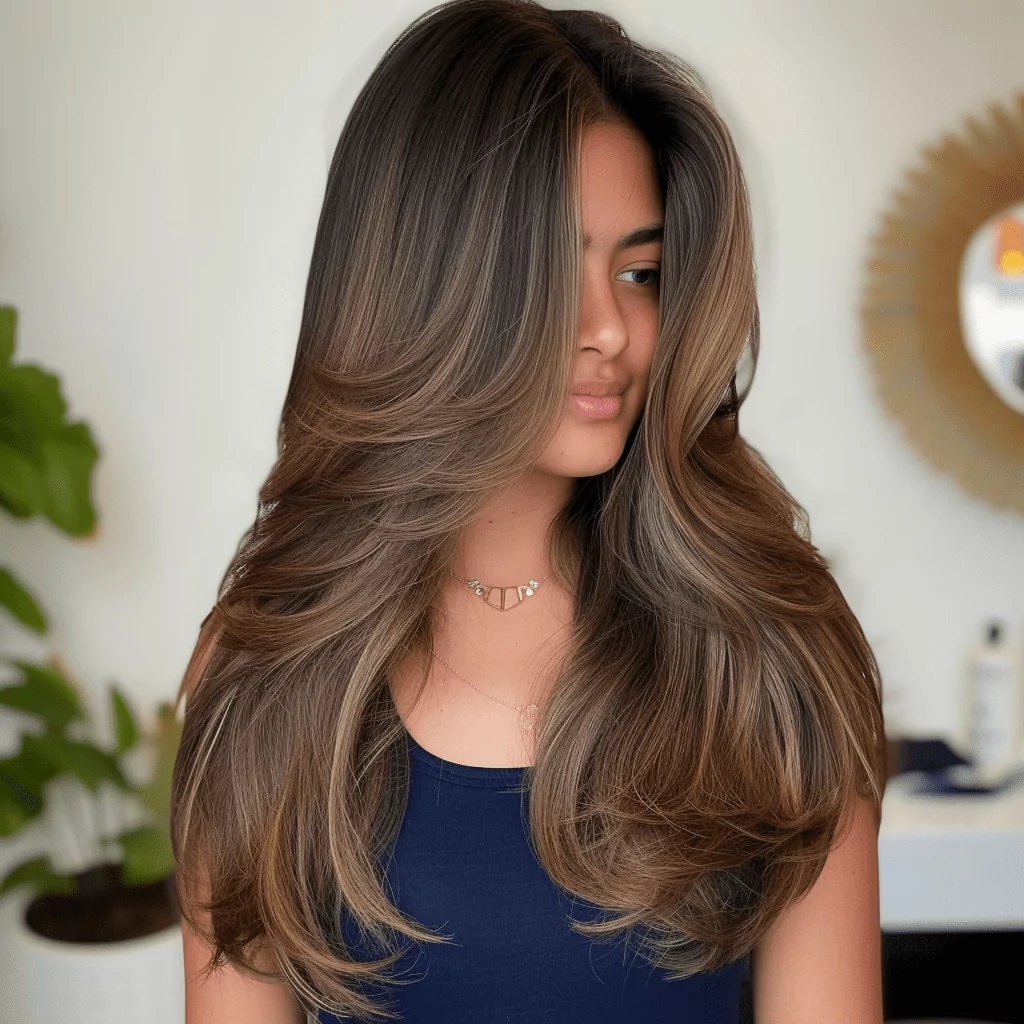 Long Thick Haircut with Butterfly Layers