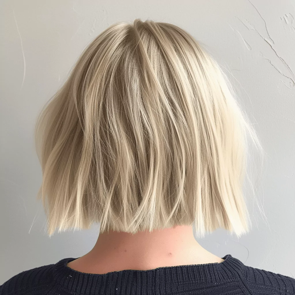 One Length Blonde Bob with Choppy Ends