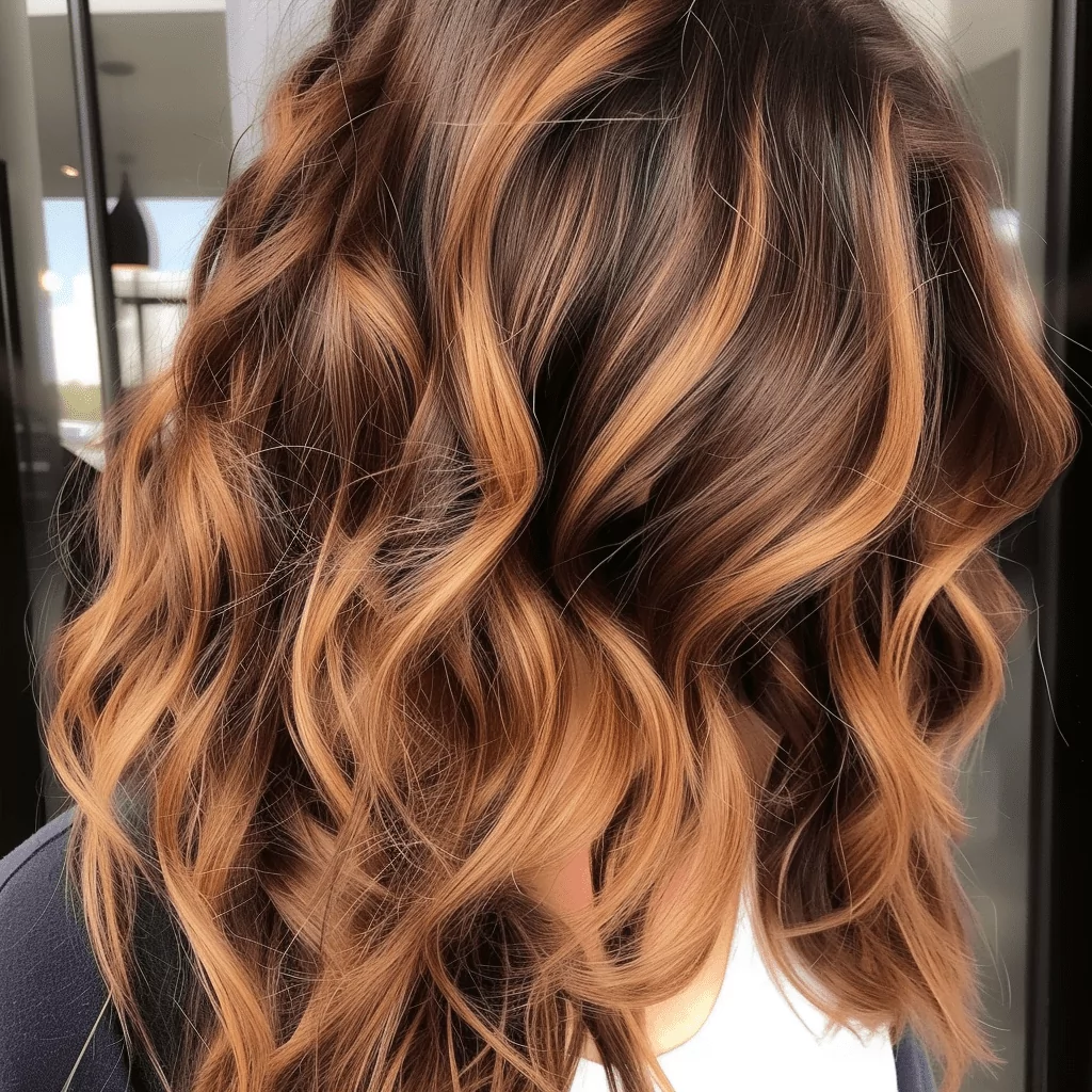 Reddish Brown Hair with Caramel Highlights