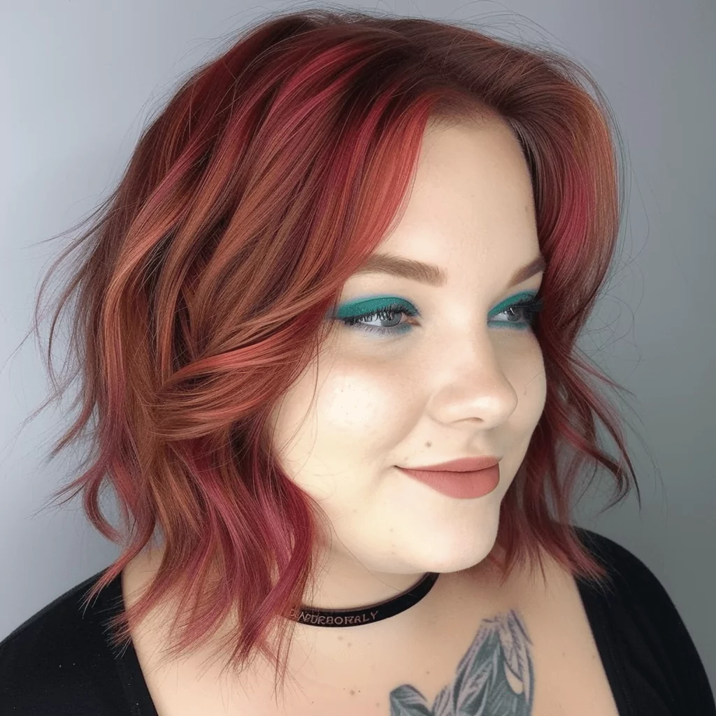 Shaggy Layered Bob with Bold Color