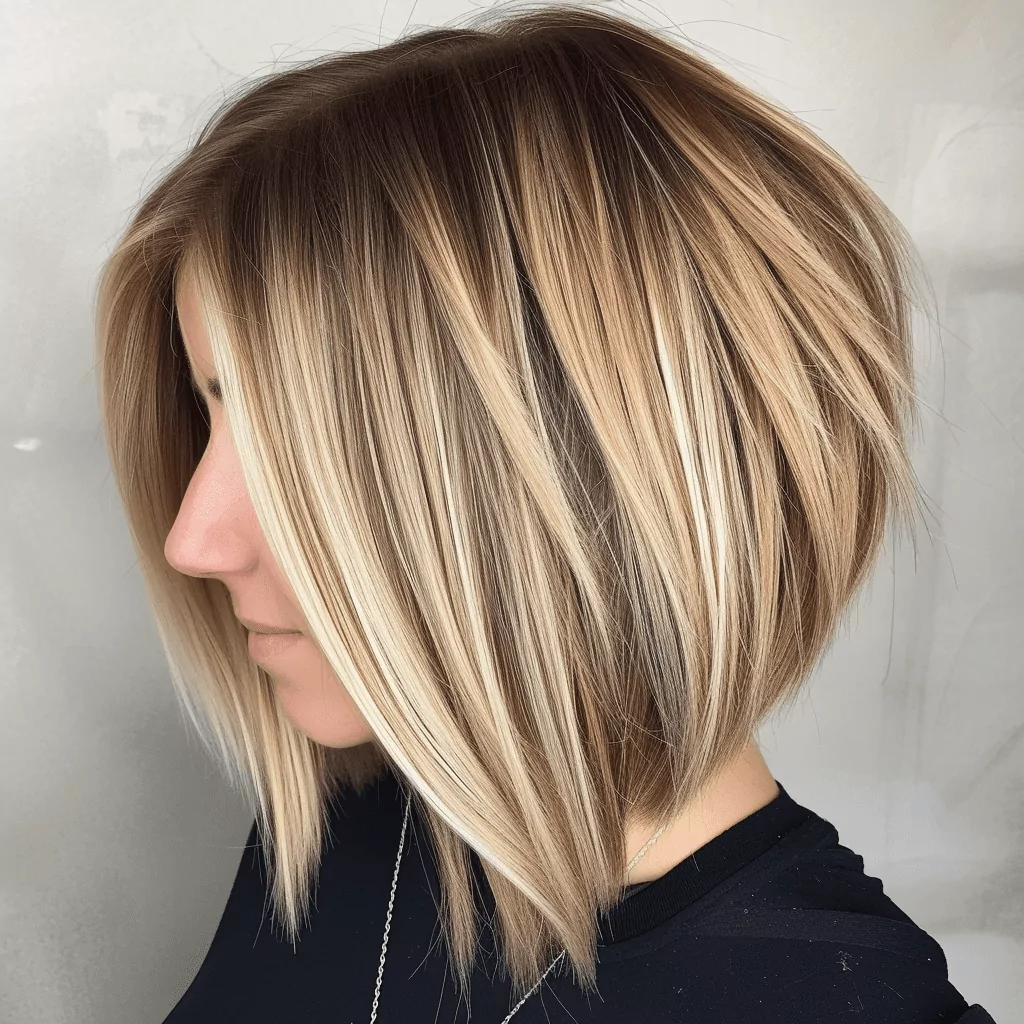 Straight Bronde A Line Bob Cut with Layers