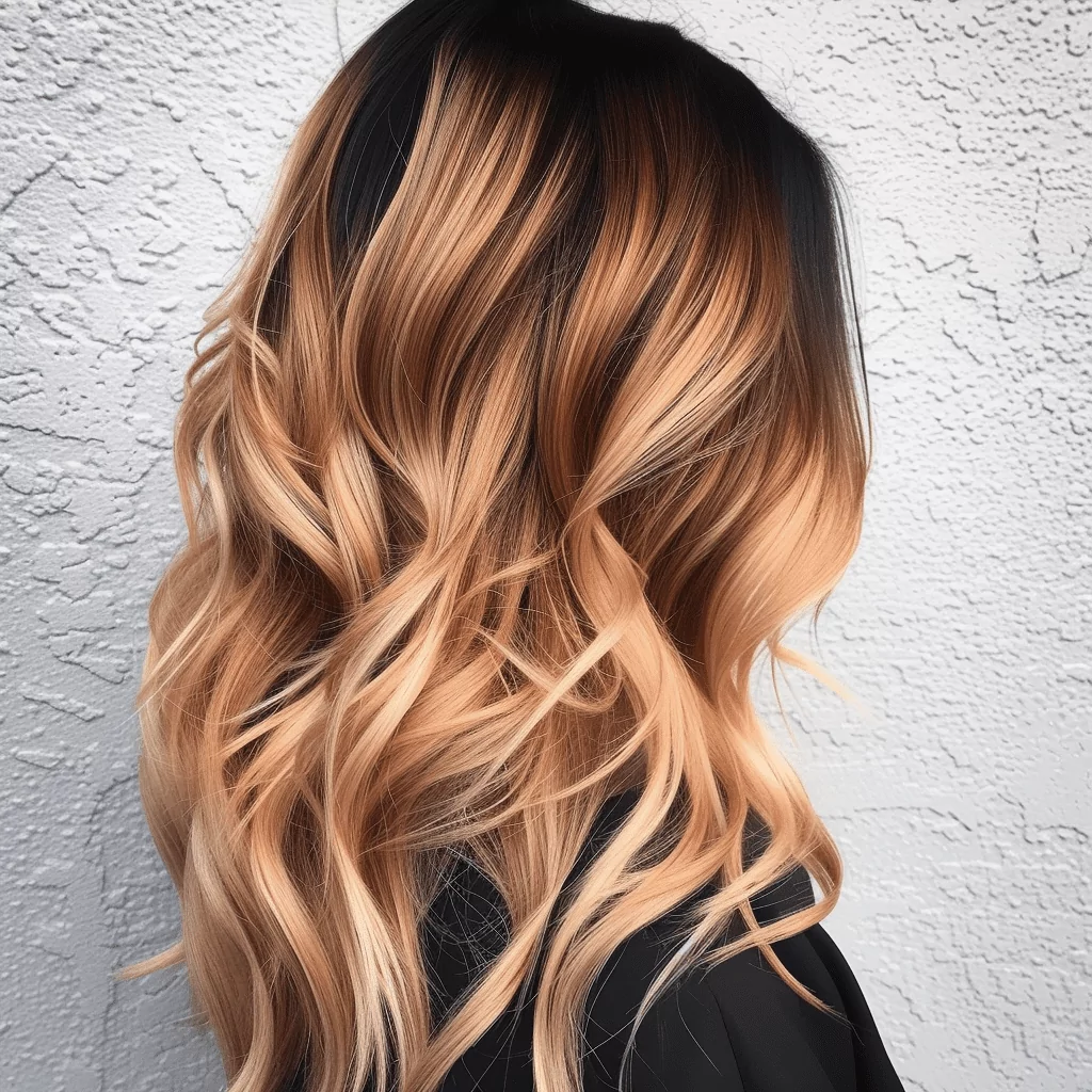 Strawberry Blonde Balayage with Dark Roots