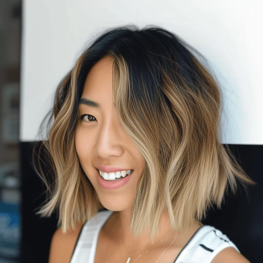 Sun Kissed Black Bob with Blonde Highlights
