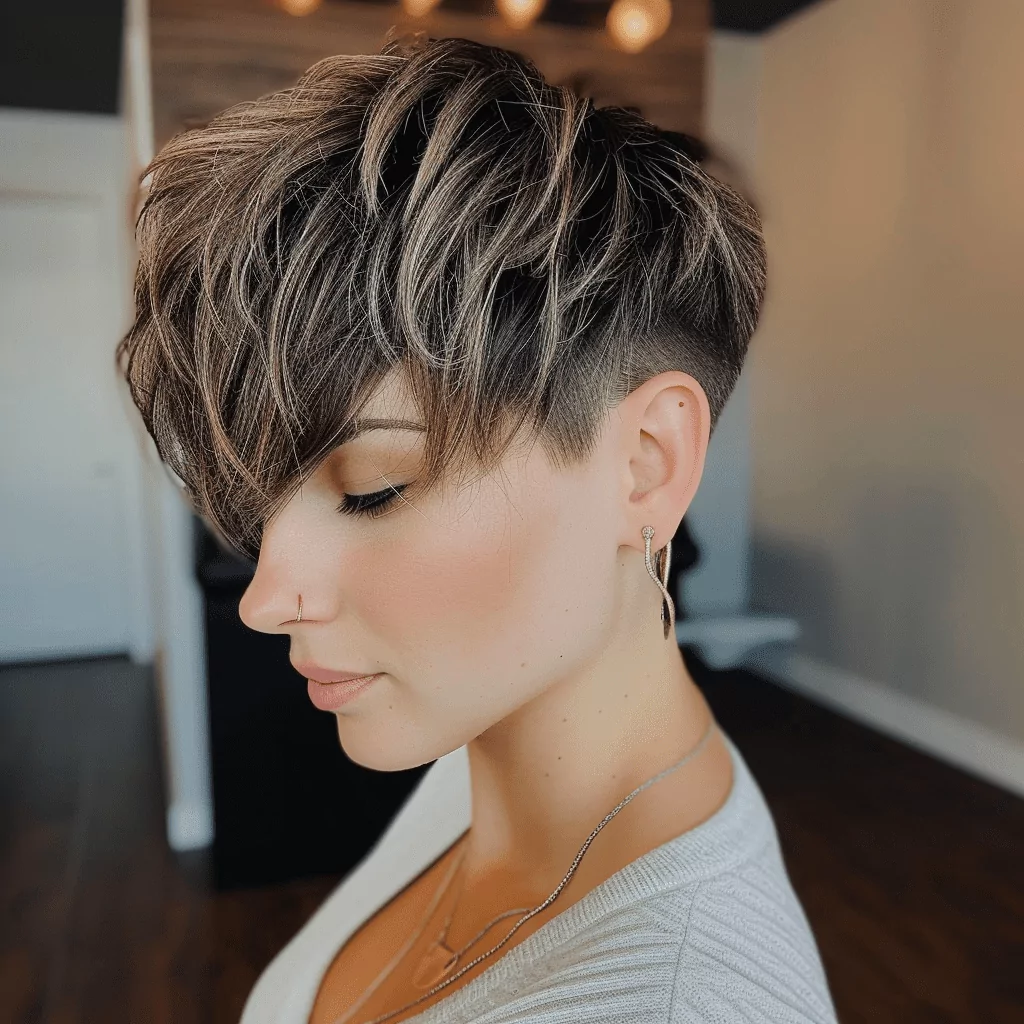 Thick Hair Pixie Undercut with Bangs