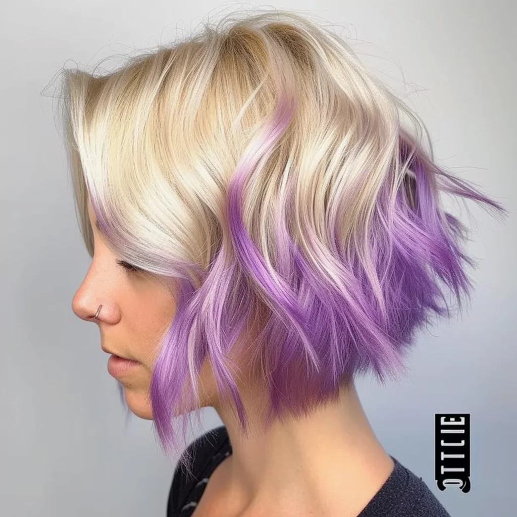Two Tone Blonde And Lavender Bob
