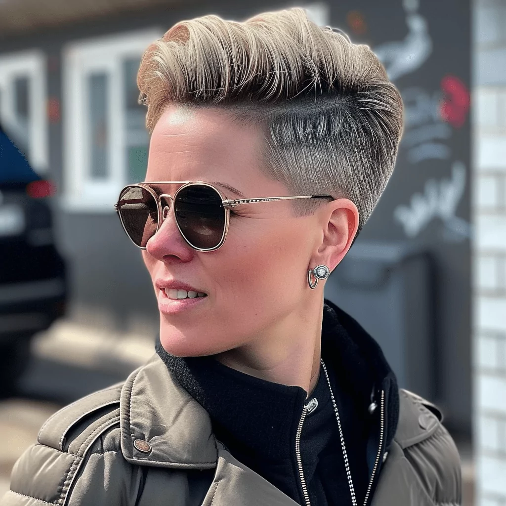 Womens Faded Undercut with Pompadour