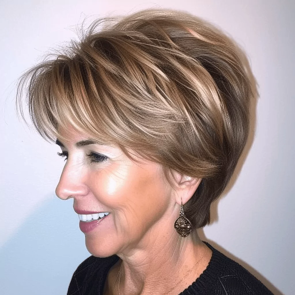 short layered hairstyle for mature women