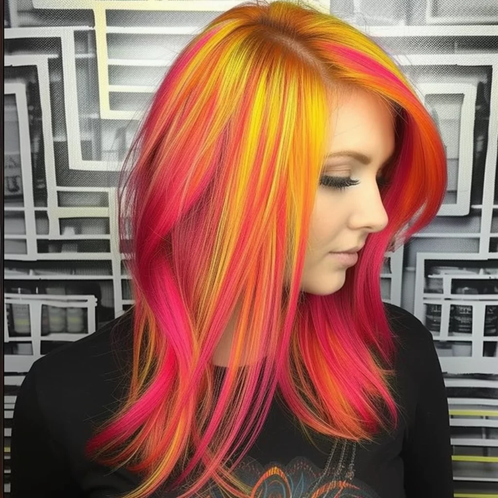 yellow highlights for pink red hair