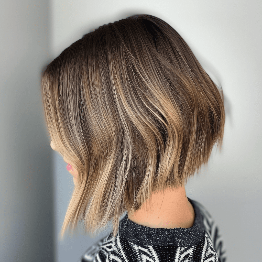 Angled Blunt Bob with Layers at the Back