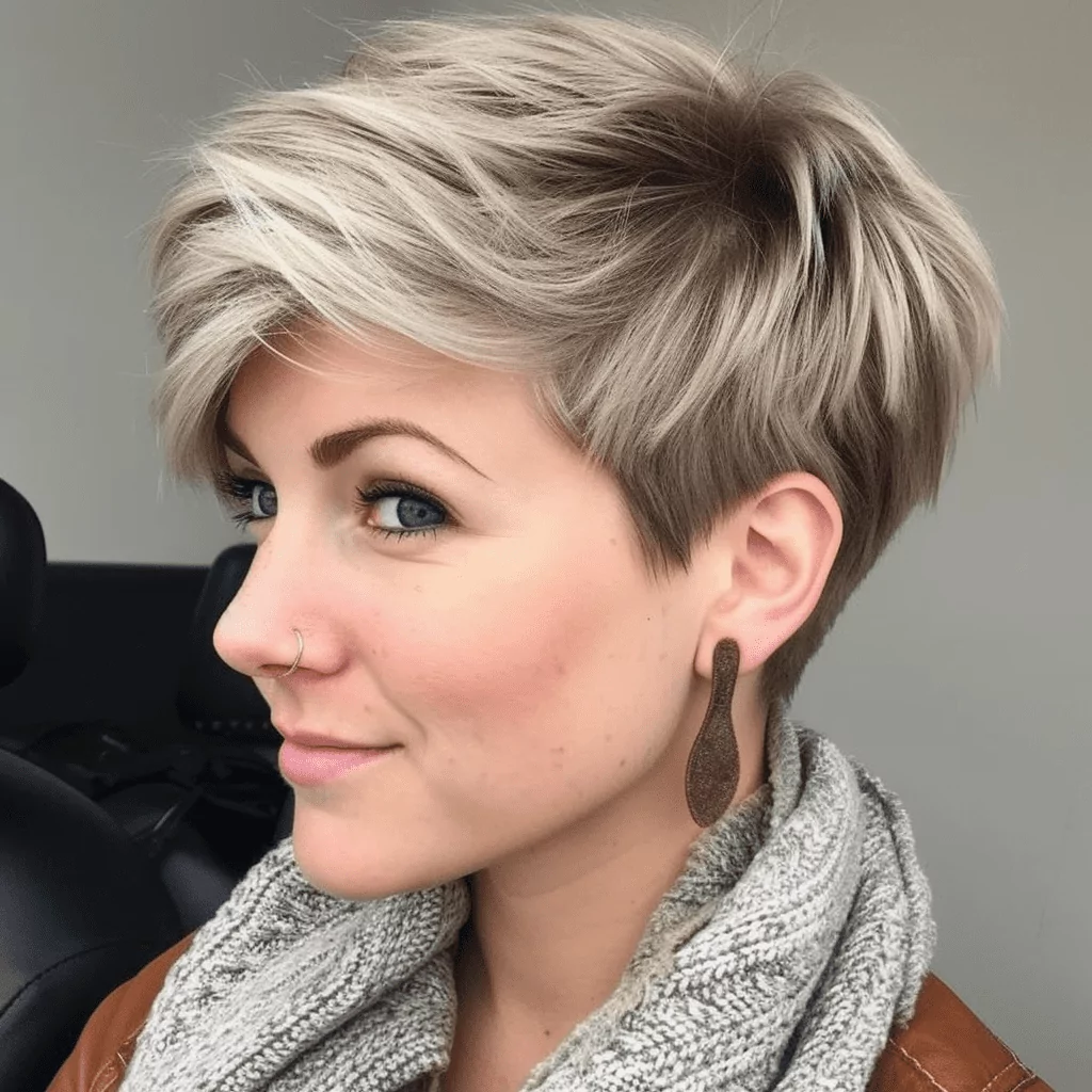Ash Blonde And Brown Pixie