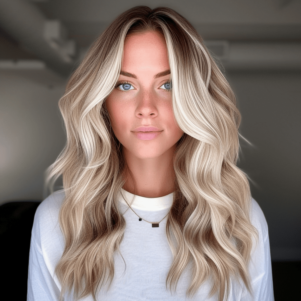 Blue Eyes and Pearl Blonde Highlights