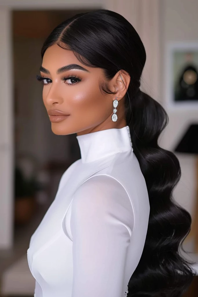 Bridal Low Pony with Softt Waves