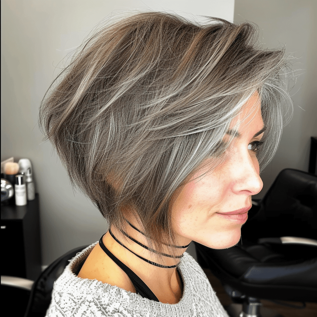 Brown And Gray Short Hairstyle
