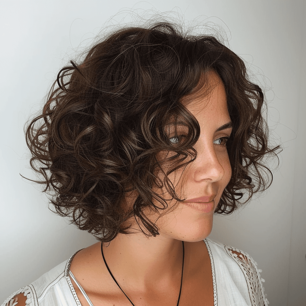 Brown Bob for Curly Hair
