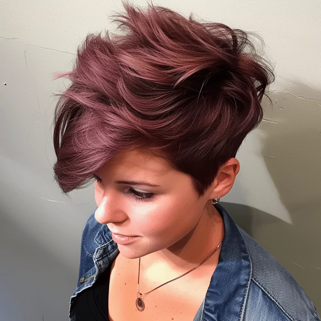 Burgundy Pixie For Thick Hair