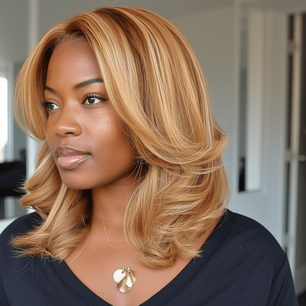 Caramel Blonde Hair Style for Black Women