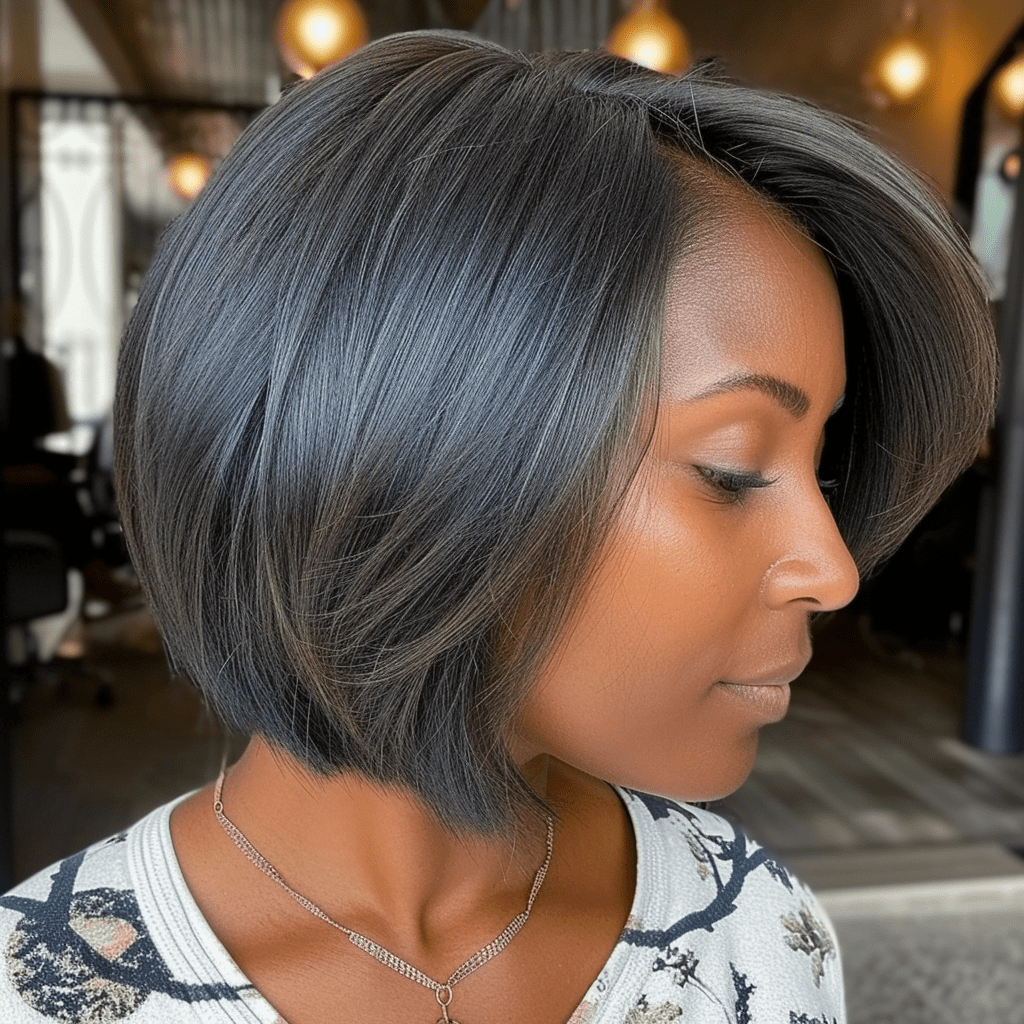 Chin Length Inverted Bob Hairstyle for Black Women