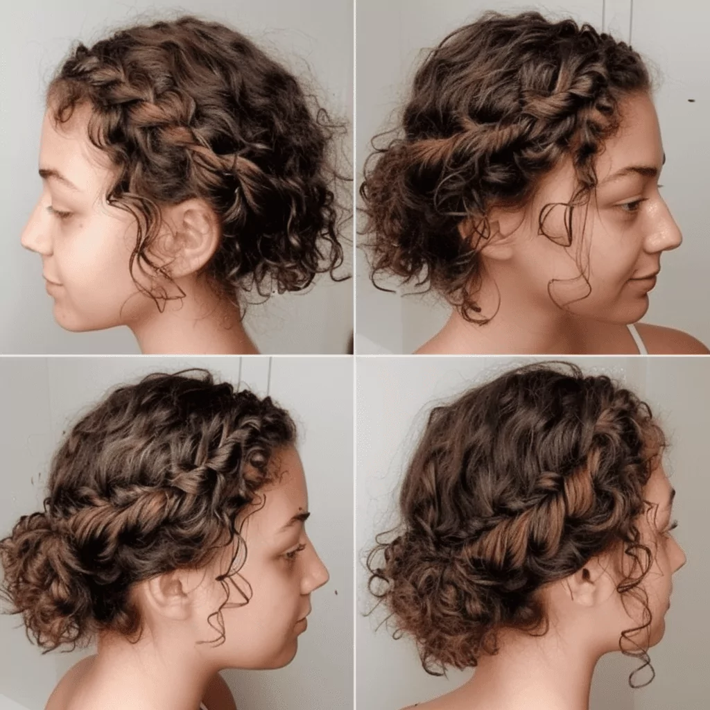 Crown Twist and Low Chignon Bun for Short Curly Hair