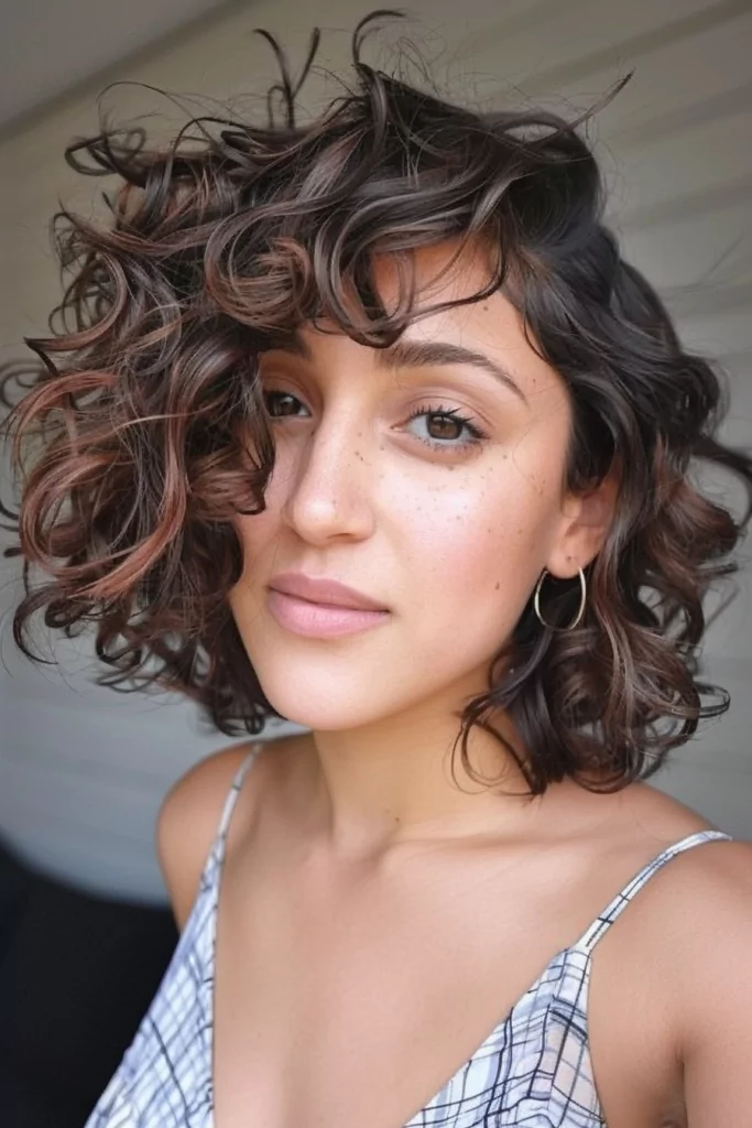 Curly Bob with Deep Side Parting