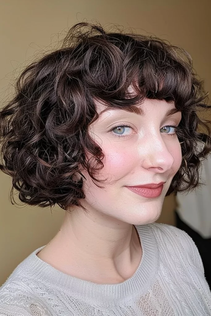 Curly Bob with French Bangs