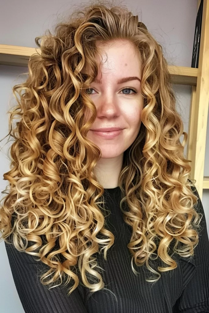 Curly Hair Ombre with Hand Painted Golden Blonde Coils