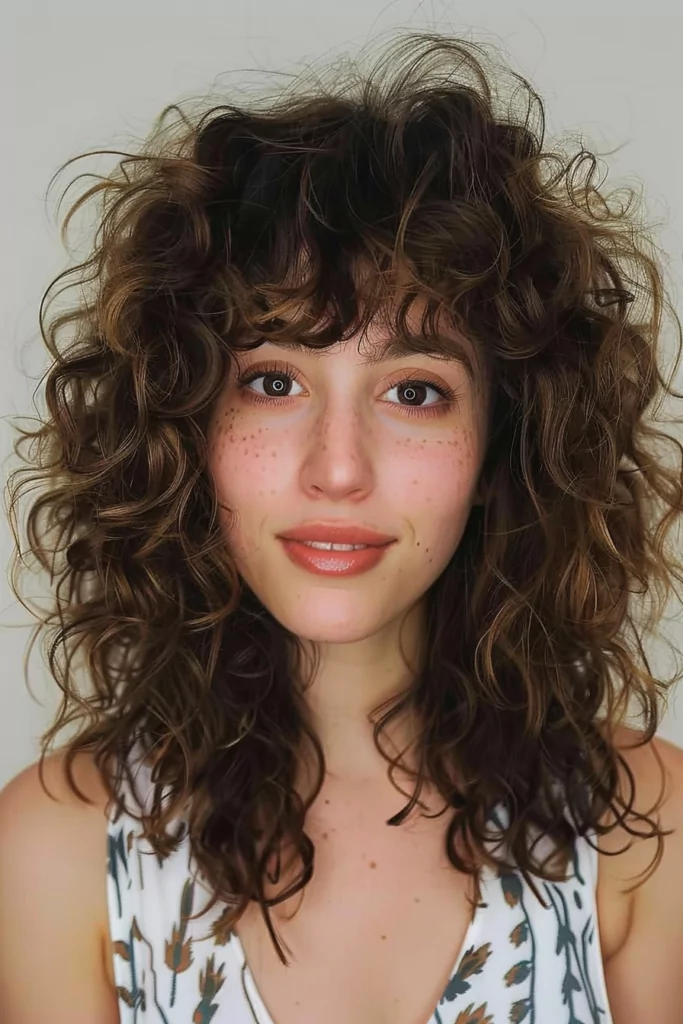 Curly Layered Hairstyle with Bangs P