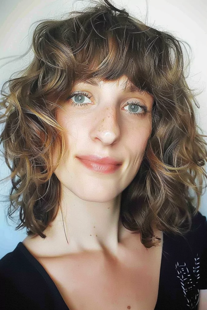 Curly Shag with Soft Curtain Bangs