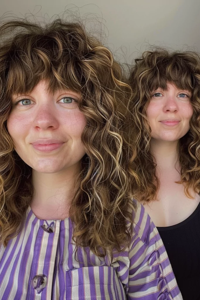 Curly Shaggy Hair with Baby Bangs