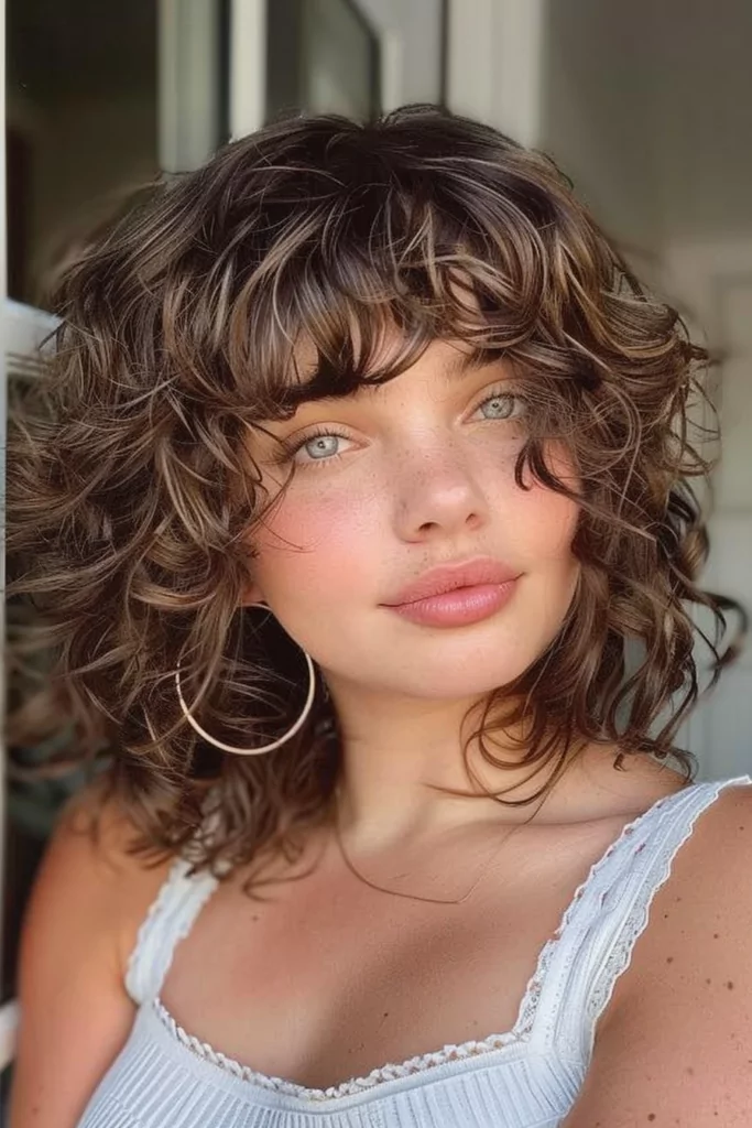 Cute Curly Shag with Bangs